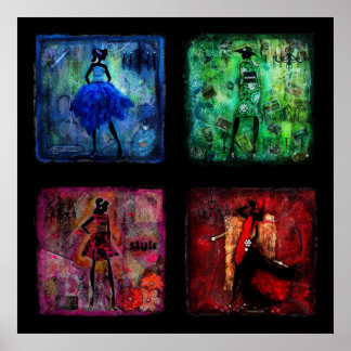 Kvinnor i Färg blandade mediekonst Poster