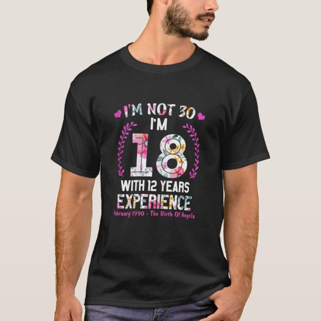 Kvinnor i februari Flickor 1990 Shirt 30 år gammal T (Framsida)