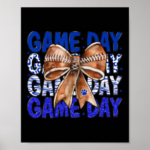 Kvinnor i fotbollens koquette Bow Blue Bulldog Poster