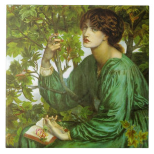 Kvinnor i Grönt (Dagen Dream) (av D.G. Rosetti) Kakelplatta