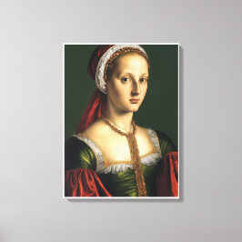 Kvinnor i Grönt Dress och Red Hat Canvastryck