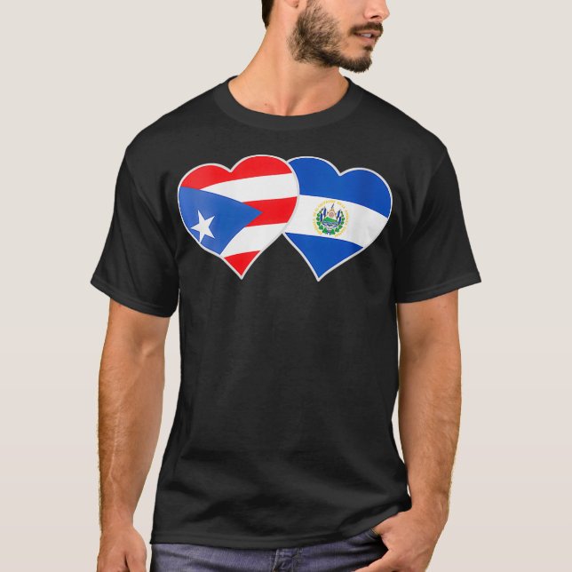 Kvinnor i halvPuerto Rican Salvadorian Flagga Hea T Shirt (Framsida)