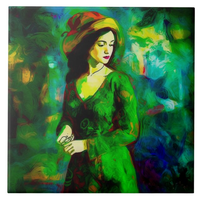 Kvinnor i Hat Kakelplatta (Framsidan)