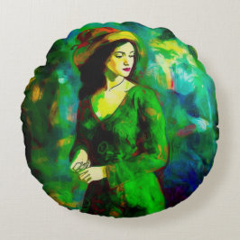 Kvinnor i Hat Rund Kudde