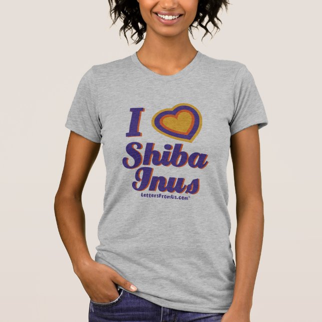 Kvinnor i "Heart" Shiba Inus T-Shirt (Framsida)