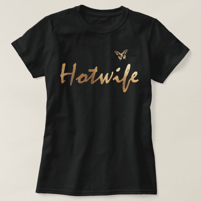 Kvinnor i hotell med Butterfly i guld - Hotfru Ta T Shirt (Design framsida)