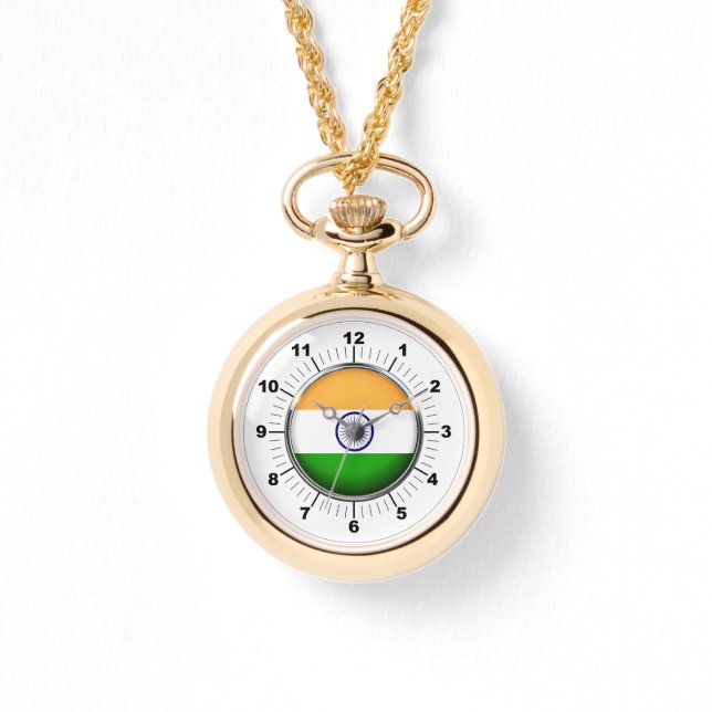 Kvinnor i Indiens Flagga Wraparound Guld Watch Armbandsur (Framsida)