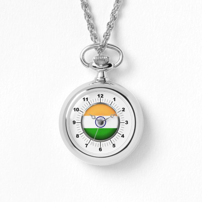 Kvinnor i Indiens Flagga Wraparound Silver Watch Armbandsur (Framsida)