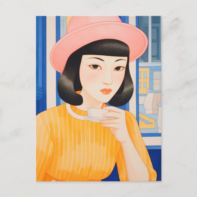 Kvinnor i Kafe Vykort (Framsida)