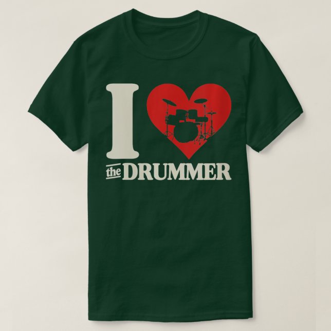 Kvinnor i Kärlek Drummer Heart Drum Couple Girlfri T Shirt (Design framsida)