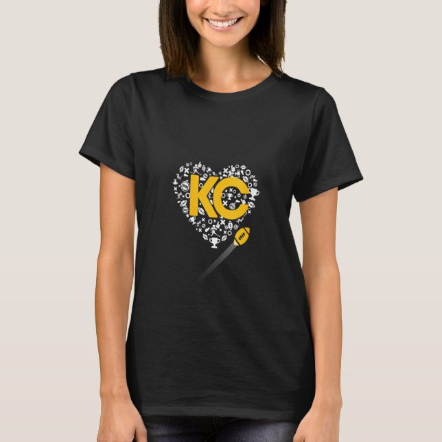 Kvinnor i Kärlek Kansas City Football Tee Heart Kc (Framsida)