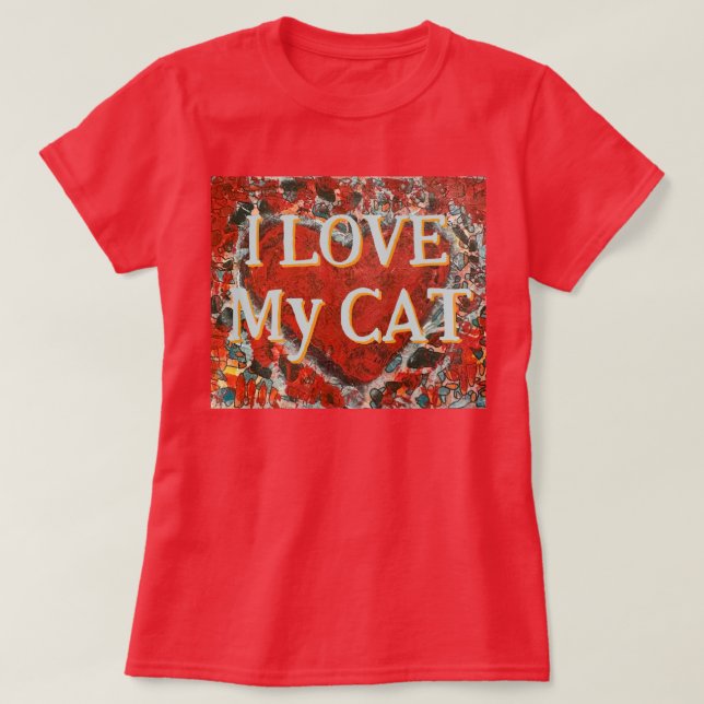 Kvinnor i kärlek mitt Cat Valentine Heart T-Shirt (Design framsida)