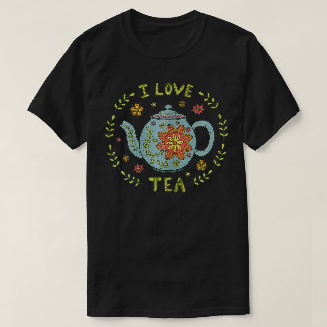 Kvinnor i Kärlek Tea med akut Tekanna T Shirt (Design framsida)