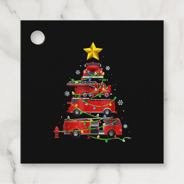 Kvinnor i Lastbil Julgran Manar Gåvor Etiketter (Framsida)