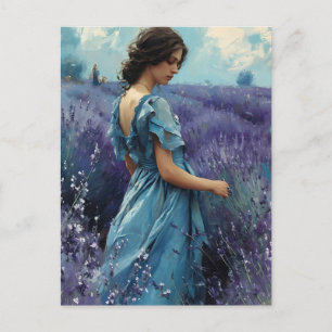 Kvinnor i lavender fält Vintage Vykort