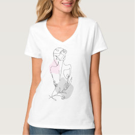Kvinnor i Lineal Art Teckning T Shirt