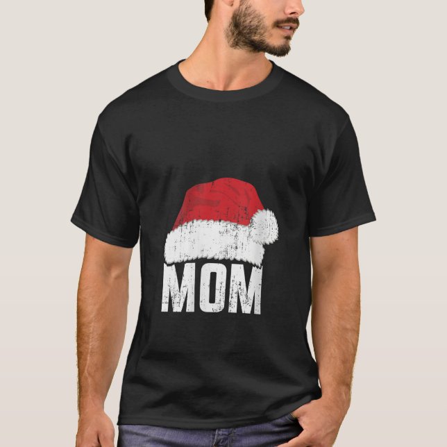 Kvinnor i Mamma med jultomten som matchar familjen T Shirt (Framsida)
