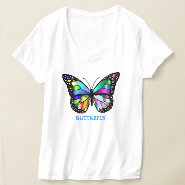 Kvinnor i Nacke T-Shirt Butterfly (Laydown)
