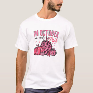 Kvinnor i oktober Bära Rosa Leopard Pumpkin Fal T Shirt