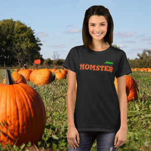 Kvinnor i oktober Cute Halloween Momster Black T Shirt