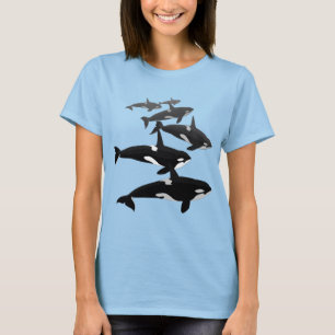 Kvinnor i Orca Whale T-Shirt Plus Storlekare Orca