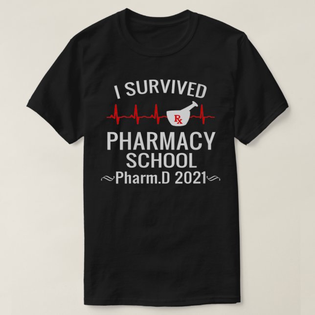 Kvinnor I Överlevt Pharmacy School PharmD Klass  T Shirt (Design framsida)