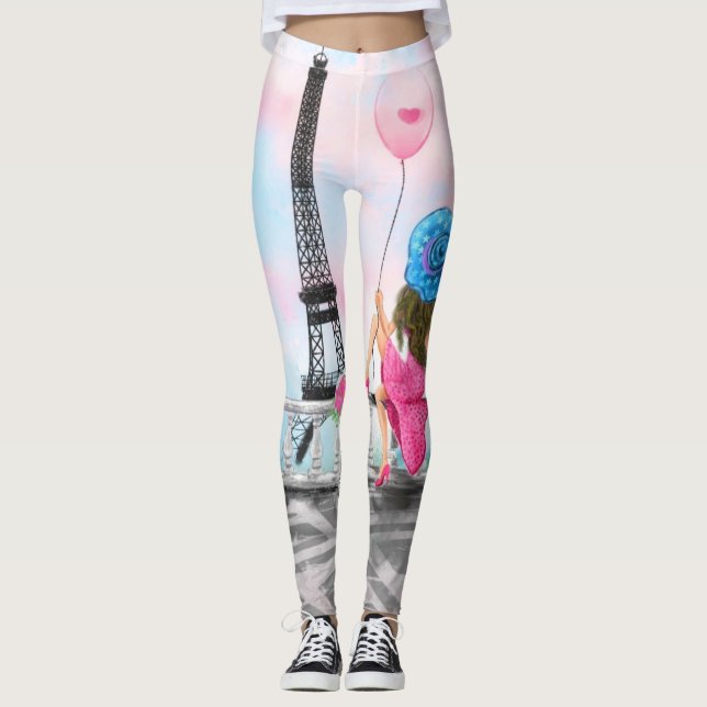 Kvinnor i Paris Eiffel Torn Leggings (Framsida)