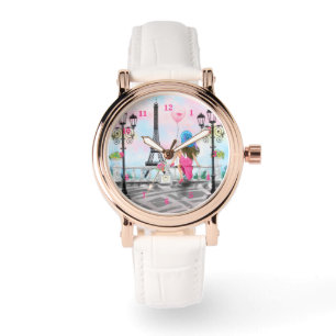 Kvinnor i Parisbevakningen med Eiffel Torn Armbandsur