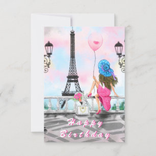 KVINNOR I Parisfödelsedagskort Eiffel Torn