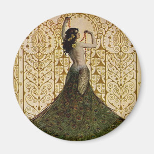 Kvinnor i Peacock Skirt Magnet