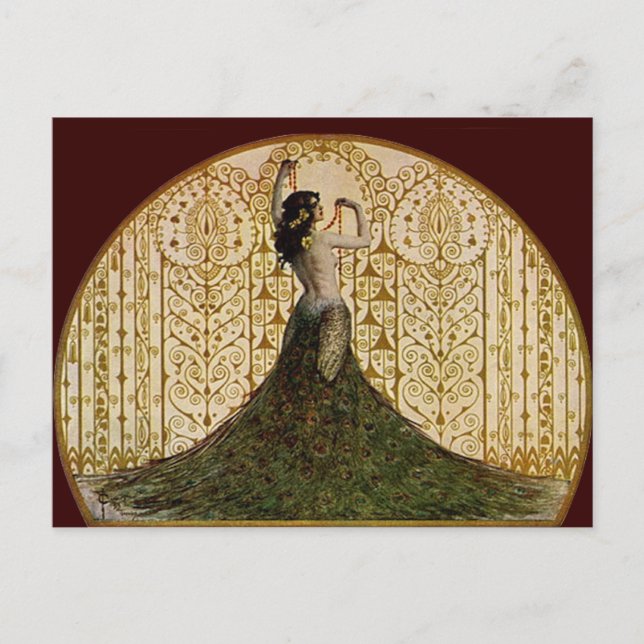 Kvinnor i Peacock Skirt Vykort (Framsida)