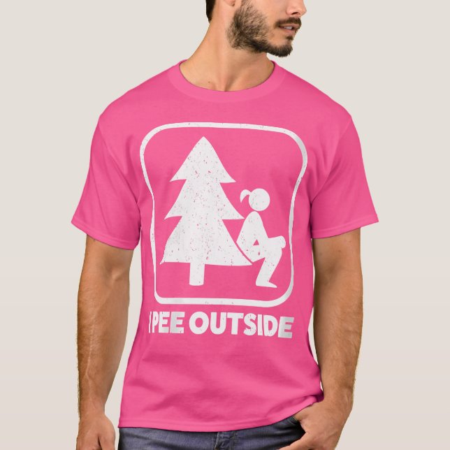 Kvinnor i Pee Exside Girl Sign Funny Camping Hikin T Shirt (Framsida)