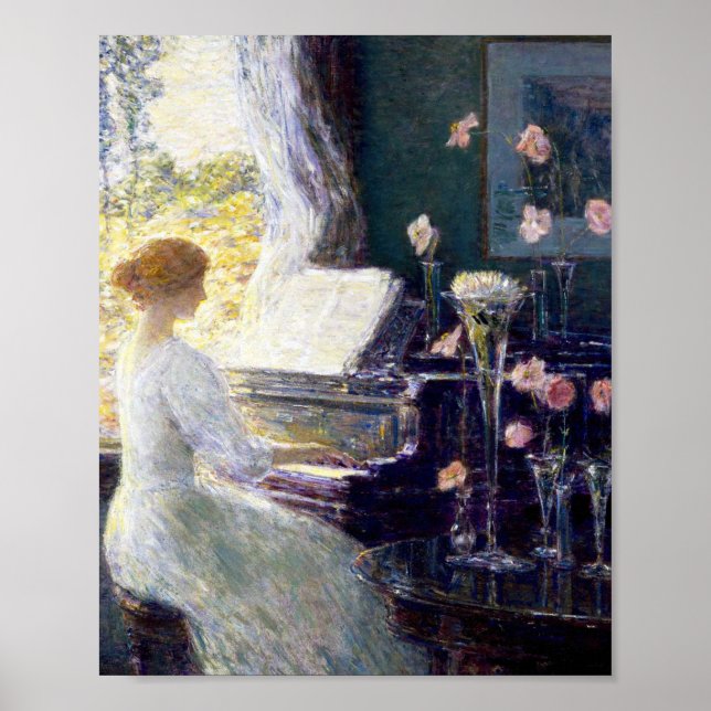 Kvinnor i Piano av Childe Hassam Poster (Framsidan)