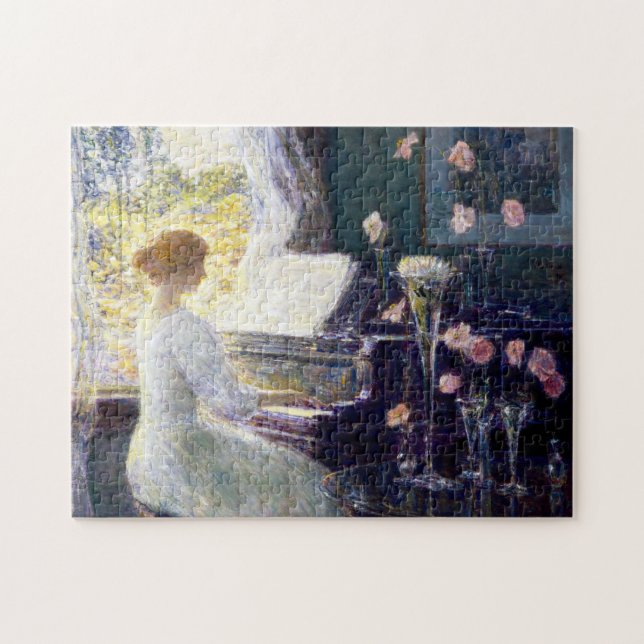 Kvinnor i Piano av Childe Hassam Pussel (Horisontell)