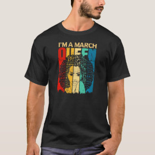 Kvinnor i Queens Mars Birthday Black Women Afro Am T Shirt