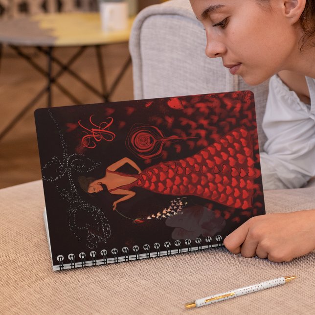 Kvinnor i Red Dress Monogram Anteckningsbok ( Woman in Red Dress Notebook)