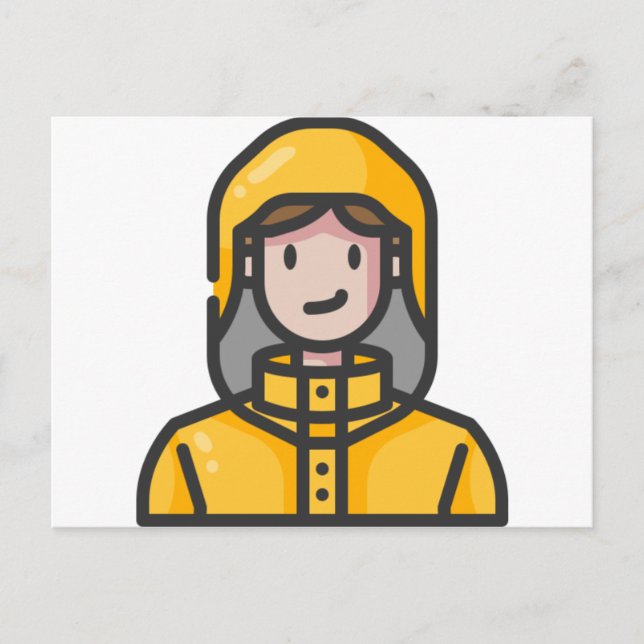 Kvinnor i regnrock vykort (Framsida)