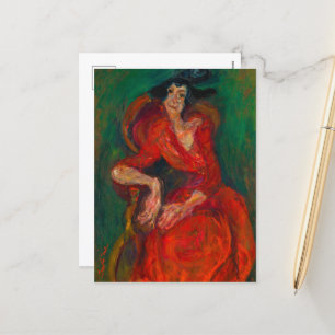 Kvinnor i rött, La femme en rouge av Chaim Soutine Helg Vykort
