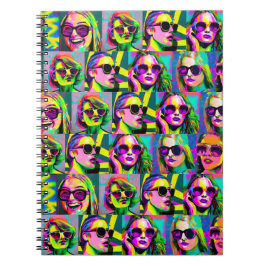 Kvinnor i solglasögon Färgfull digital konst Anteckningsbok