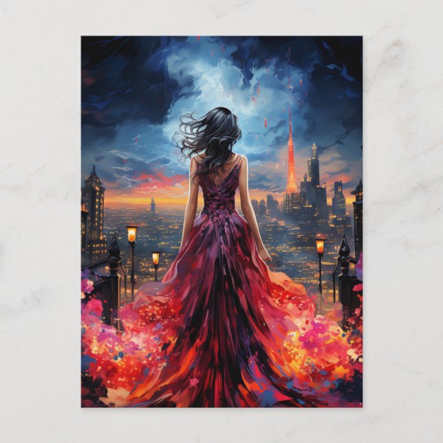 Kvinnor i staden vykort (Framsida)