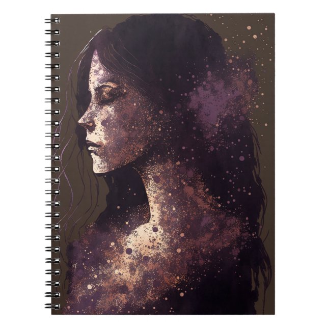 Kvinnor i Stars Lila och Brun liten bärbar dator Anteckningsbok (Framsidan)