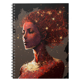 Kvinnor i Stars Red & Brown Small Notebook Anteckningsbok