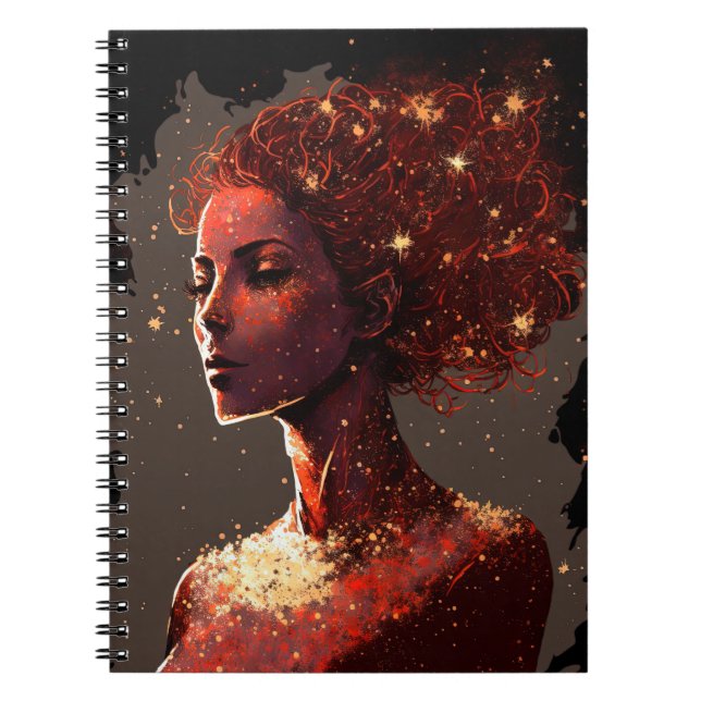 Kvinnor i Stars Red & Brown Small Notebook Anteckningsbok (Framsidan)