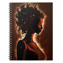 Kvinnor i Stars Red & Brown Small Notebook