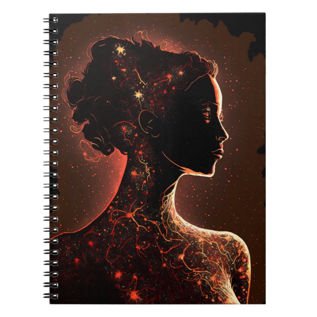 Kvinnor i Stars Red & Brown Small Notebook Anteckningsbok (Framsidan)
