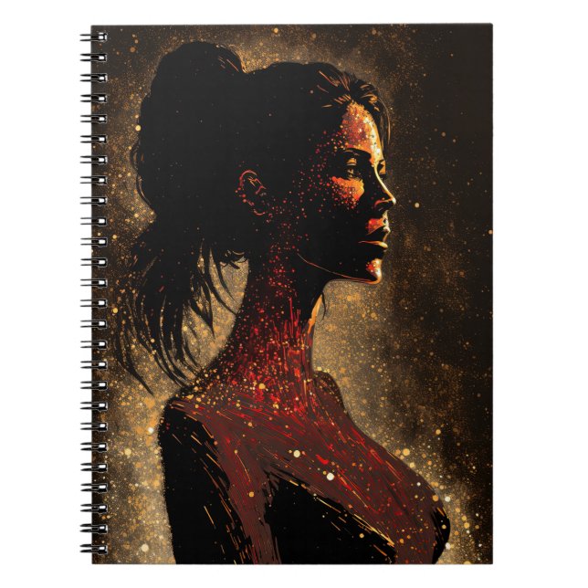 Kvinnor i Stars Red & Brown Small Notebook Anteckningsbok (Framsidan)