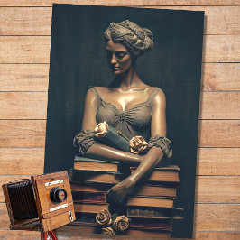 Kvinnor i stenen med Bokar 4 Decoupage Papper