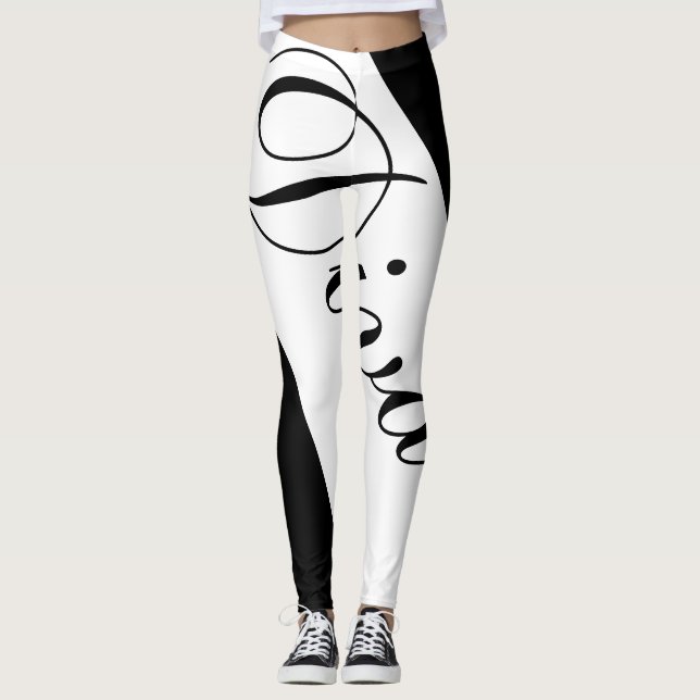 Kvinnor i svartvitt leggings (Framsida)