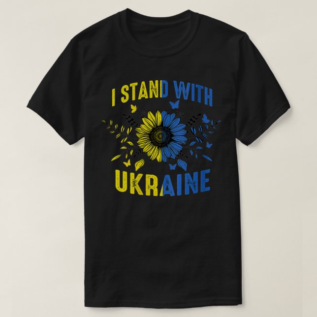 Kvinnor i Ukraina Flagga Solros Ukraina Älskare VN T Shirt (Design framsida)