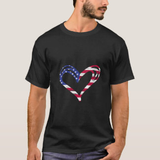 Kvinnor i USA flagga Heart American Patriotic, bev T Shirt